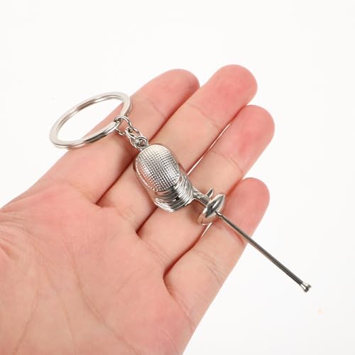 Yardwe B Fencing Keychain Metal Souvenir for Fencer, Handbag Charm Gift