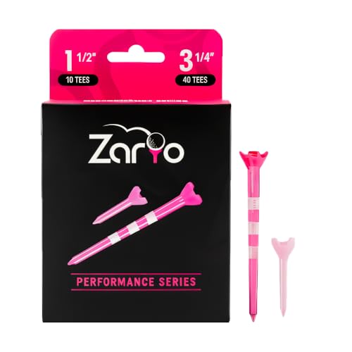 Zario Pink 3-1/4in & 1-1/2in Golf Tees Combo - Near Unbreakable, 4-Prong, Height Stripes