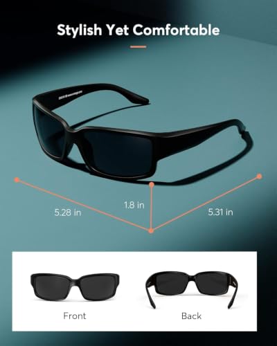 Polarized Sports Sunglasses - Matte Black Frame with Smoke Lens