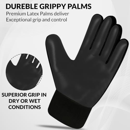 Youth Soccer Goalie Gloves - Size 4 for 6-9 Years - White/Black