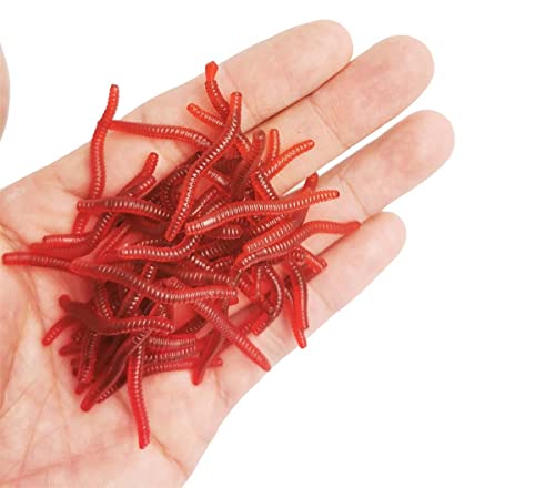 1.6-Inch Soft Fishing Lure - Red Earthworm Grub Bait (200pcs)