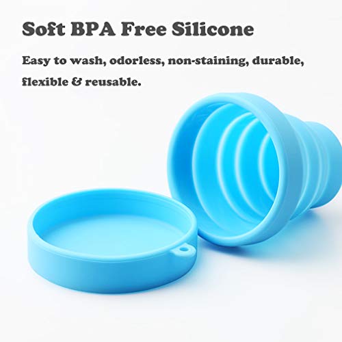 Collapsible Silicone Cup - 6.76oz Portable Folding Mug with Lid