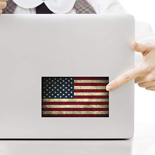 Vintage American Flag Vinyl Decal Sticker - 5 x 3 Inch Weatherproof USA Decal
