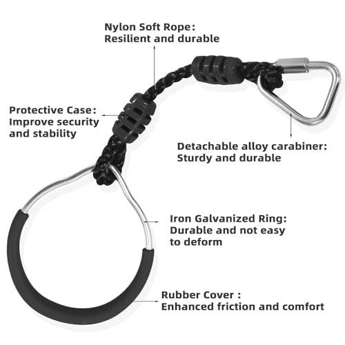 Hokilands 8 Pack Black Ninja Gymnastic Rings & Monkey Bars for Indoor Outdoor Obstacle Course