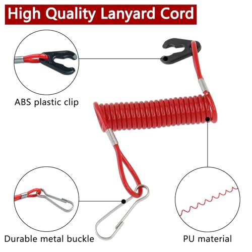 Boat Engine Safety Kill Switch Lanyard Tether - 3.5 Inch Coiled