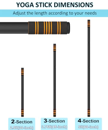 Adjustable 5ft Yoga Stick with Non-Slip Foam Sleeves - Black