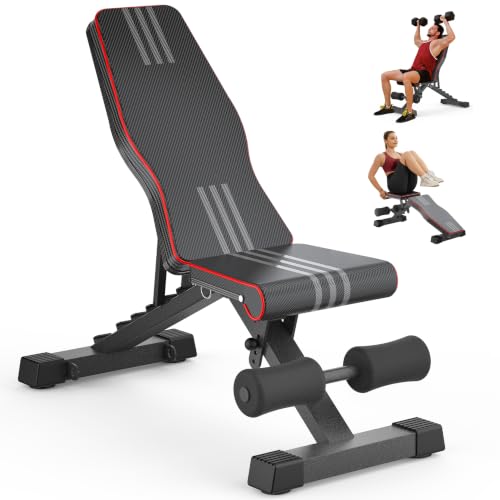 Multi-Function Weight Bench Set - Heavy Duty Adjustable Folding Bench - Black