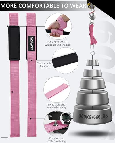 Barbell Squat Pad Set - Thick Foam Cushion with Ankle Straps - Pink