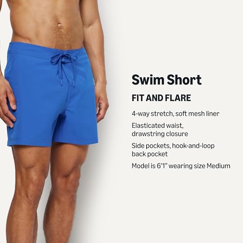 Men's Swim Board Shorts - 5" Length, Medium, Blue