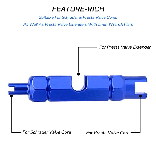 Bicycle Valve Core Remover Tool for Schrader & Presta Valves - 54x11x11mm