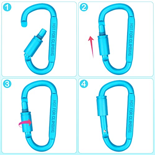 Aluminum D-Ring Locking Carabiner Clips - 4 Pack, 3 Inch