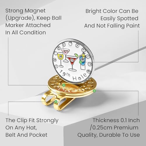 Golf Ball Marker with Gold Magnetic Hat Clip - Wine Variation