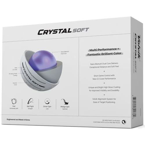 Volvik Crystal Soft Golf Balls White - 12 Pack, High Visibility, Soft Feel