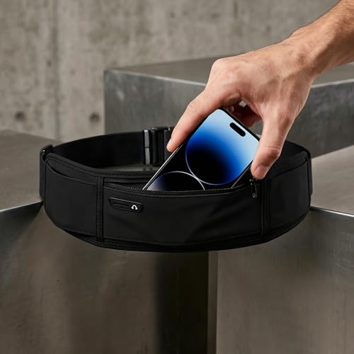 Hydration Belt with Water Bottle Holder & Phone Pocket - Jet Black