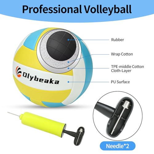 20FT Outdoor Volleyball Net Set - Blue | Adjustable Height, Pump & Carry Bag
