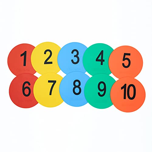 Flat Spot Markers for Sports Training - Pack of 10 - Numbers 1-10