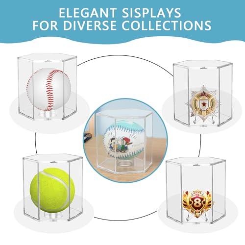 Baseball Display Case - UV Protected Acrylic Hexagon 1 Pack