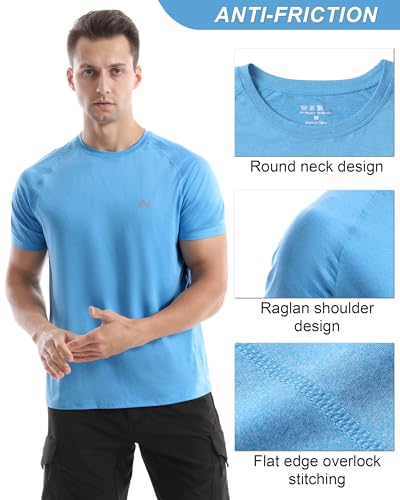UPF 50+ Swim Shirt for Men - Quick Dry Short Sleeve Rash Guard - Large / Light Flowers Grayish Blue
