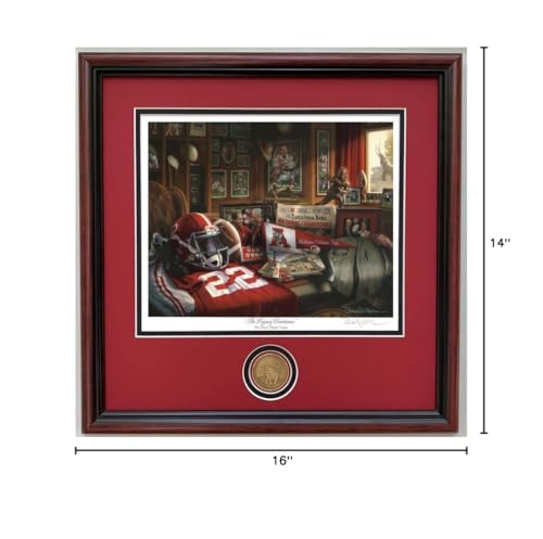 Alabama Football Legacy Framed Print with Bronze Coin - 16" x 16"
