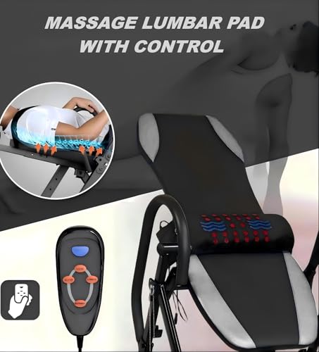 Gravity Inversion Table for Back Pain Relief with Heat & Massage - Silver