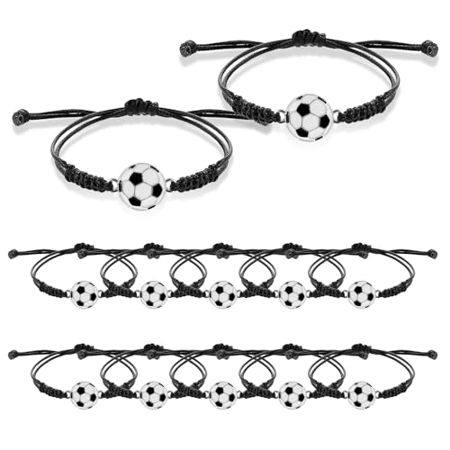 Adjustable Black Sports Bracelets - 12pcs Soccer Basketball Wristbands