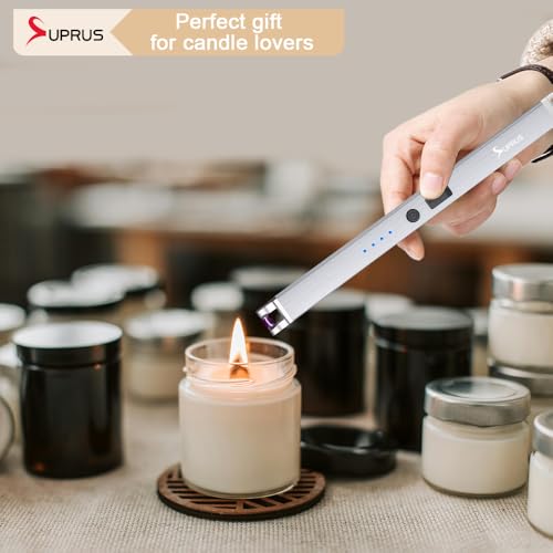 Flameless Rechargeable Electric Arc Lighter with Safety Lock - Silver