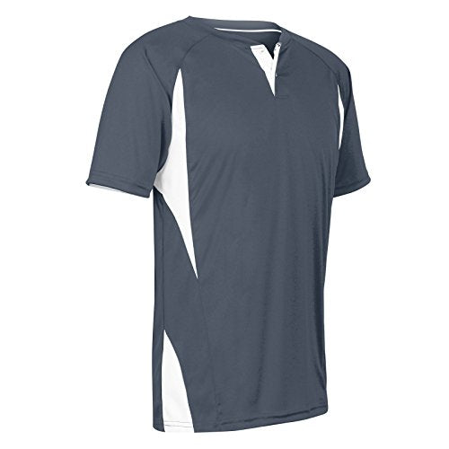 Champro Men's Wild Card 2-Button Baseball/Softball Jersey - 3X-Large, Graphite, White