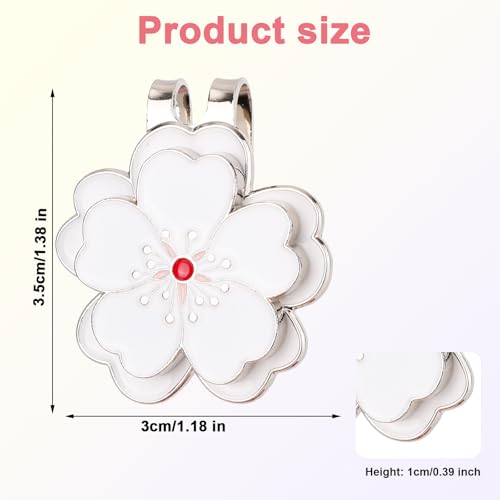 Cute Magnetic Golf Hat Clip - White Flower Design