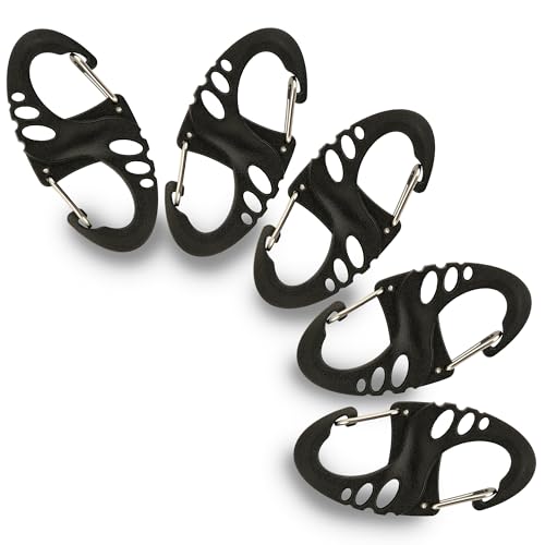Mini Carabiners - Double Spring Snap Hook - 5 Pack - Black