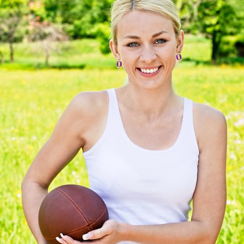 FAERLIIRY Football Earrings for Women Game Day Jewelry Team Support Purple Yellow 3 Pairs