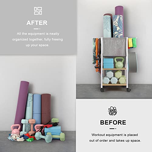 VINAEMO White Yoga Mat & Fitness Equipment Storage Rack - Home Gym Organizer