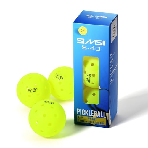 S-40 Outdoor Pickleball Balls - USAPA Approved, Neon Green - 3 Count