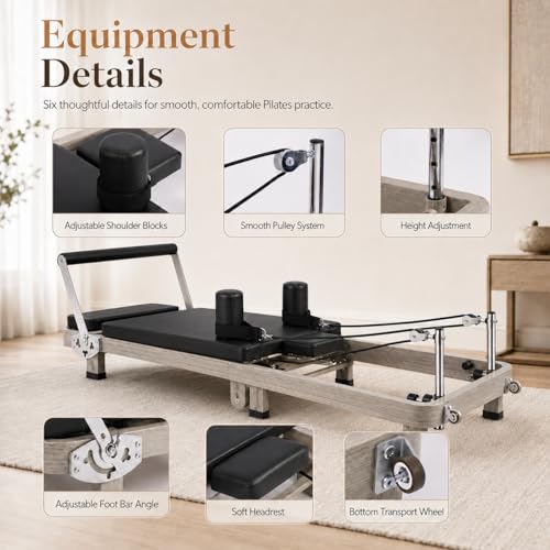 Foldable Pilates Reformer with Adjustable Foot Bar & Dual Resistance