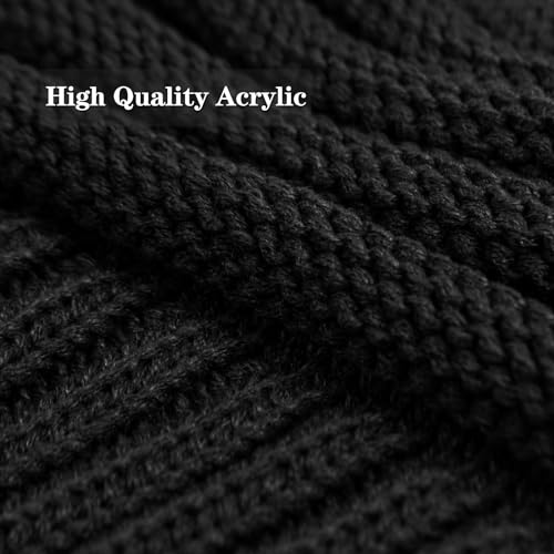Warm Slouchy Beanie Hat for Women - Thick Knit - Black