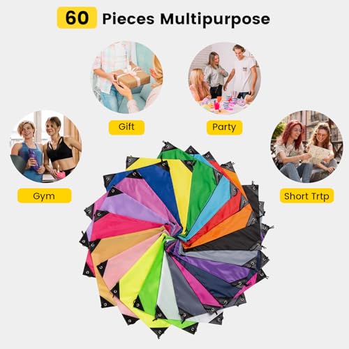 Vorspack Multicolor Drawstring Bags Bulk 60 Pcs, 15.7 x 13.3 Inches, DIY Customizable Storage Pack