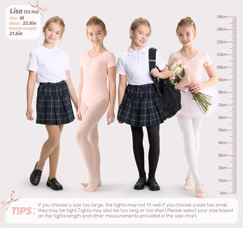 Girls' 50D Dance Tights - Ultra Soft Opaque Footed - 5-7 Years / Deep Skin