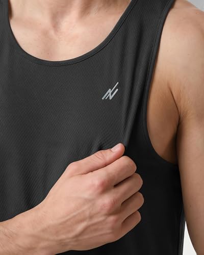 Men's Breathable Mesh Tank Tops - 3 Pack Y-Back - Large, Black/Grey/Green