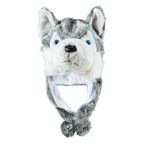 Cute Plush Animal Hat - Warm Winter Fashion Accessory - Grey