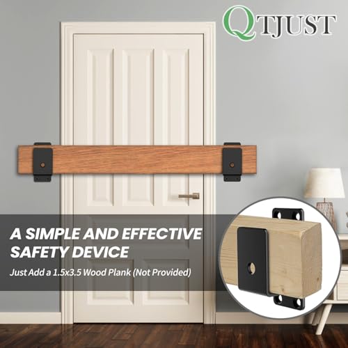 2Pcs 2x4 Door Barricade Brackets ,Heavy Duty Door Security Bar ,Drop Open Bar Holder Steel U Bracket, Bracket for Home Security,Door Brace, Home, Garage, Barn, Shed