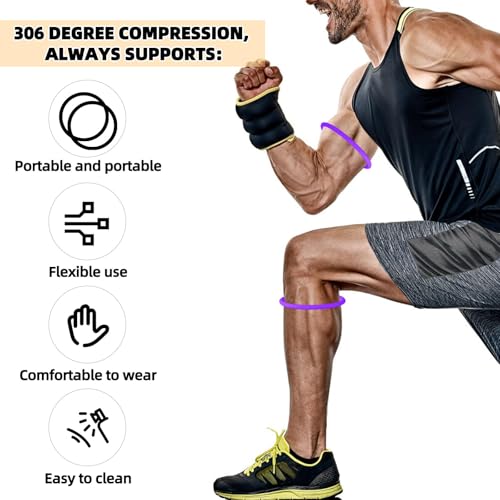 Patellar Tendon Support Straps - Silicone Knee Bands - 4 Pack (Red+Purple)