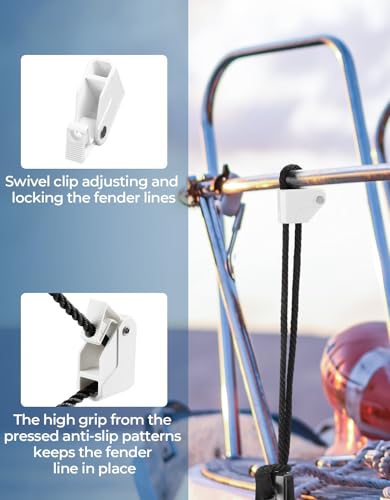 KEMIMOTO White Boat Fender Clips - Adjustable Quick Release Marine Cleats (2 pcs)