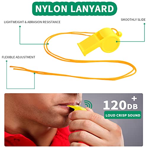 48Pcs Plastic Whistles with Lanyards - Loud Sports Whistle Set