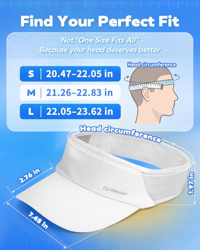 Sport Sun Visor Hat - Lightweight Quick Dry for Men & Women - Medium / White