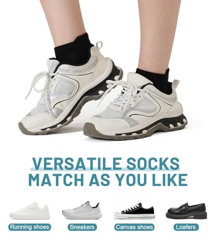 Ankle Socks for Women & Men - Breathable Cotton Athletic - 6 Pairs in Black, White, Light Grey, Pink