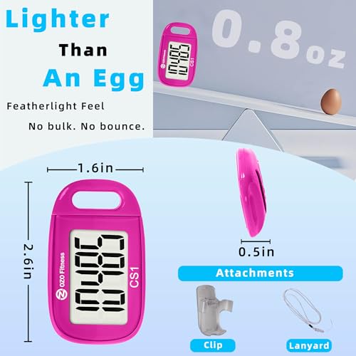 3D Pedometer with Lanyard - Steps Counter Only, Pink