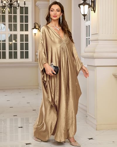 Bsubseach Women Kaftan Dress Plus Size Swimsuit Cover Up A-Champagne