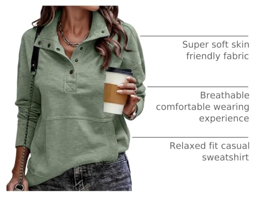 Casual Long Sleeve Stand Neck Sweatshirt Pullover Top - Large / B Green