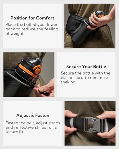 Hydration Running Belt with Water Bottle Holder - Adjustable Fanny Pack