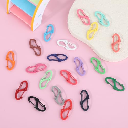 20 Pcs Mini Alloy Carabiner Clips - Dual Opening Keychain Hooks