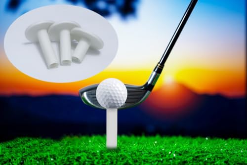3-Piece Rubber Golf Tee Set - Mixed Sizes for Swing Practice - White